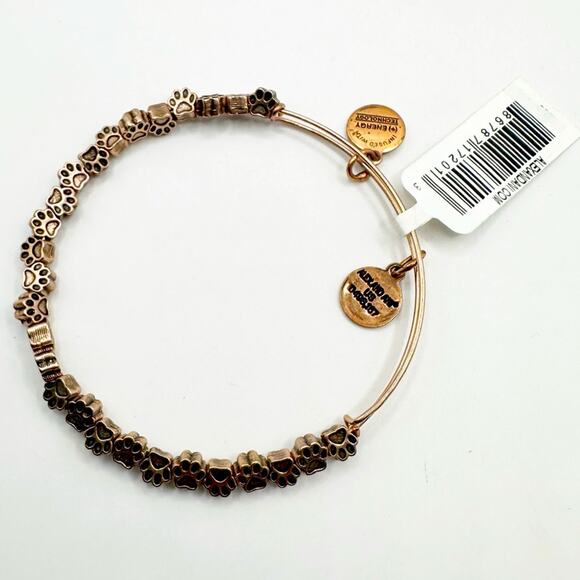 Alex and Ani Rafaelian Gold Paw Print Bangle Pet Paws Casual Adjustable Bracelet - Picture 6 of 7